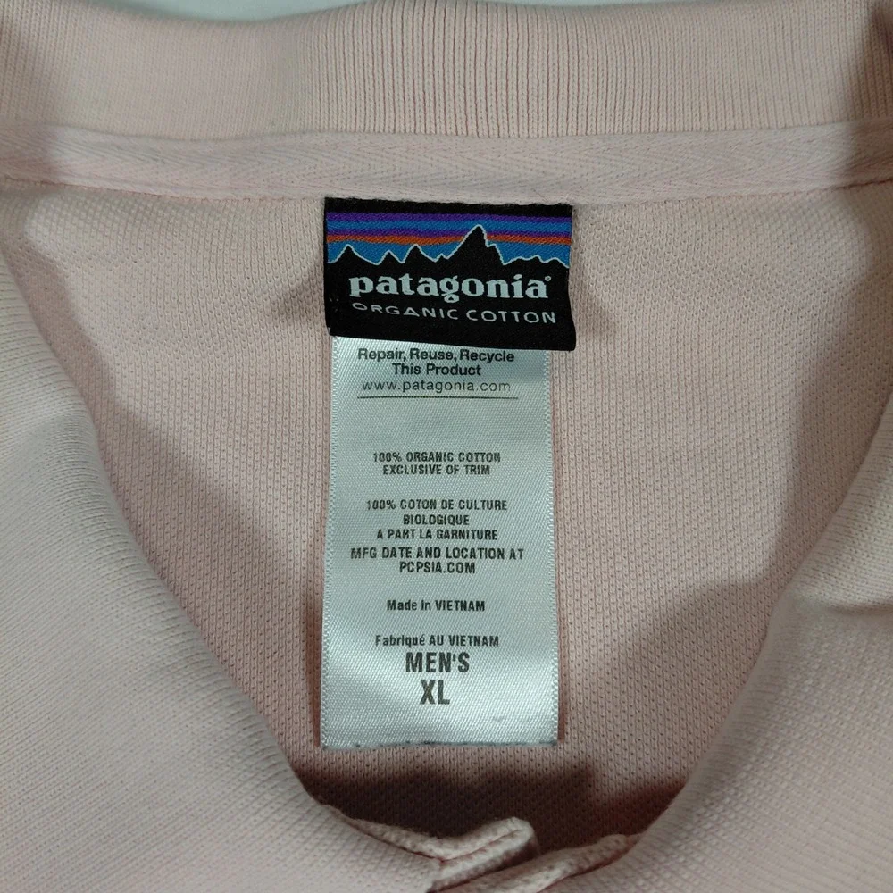 Patagonia Mens XL Pink Organic‎ Cotton Short Sleeve Pique Polo Shirt
